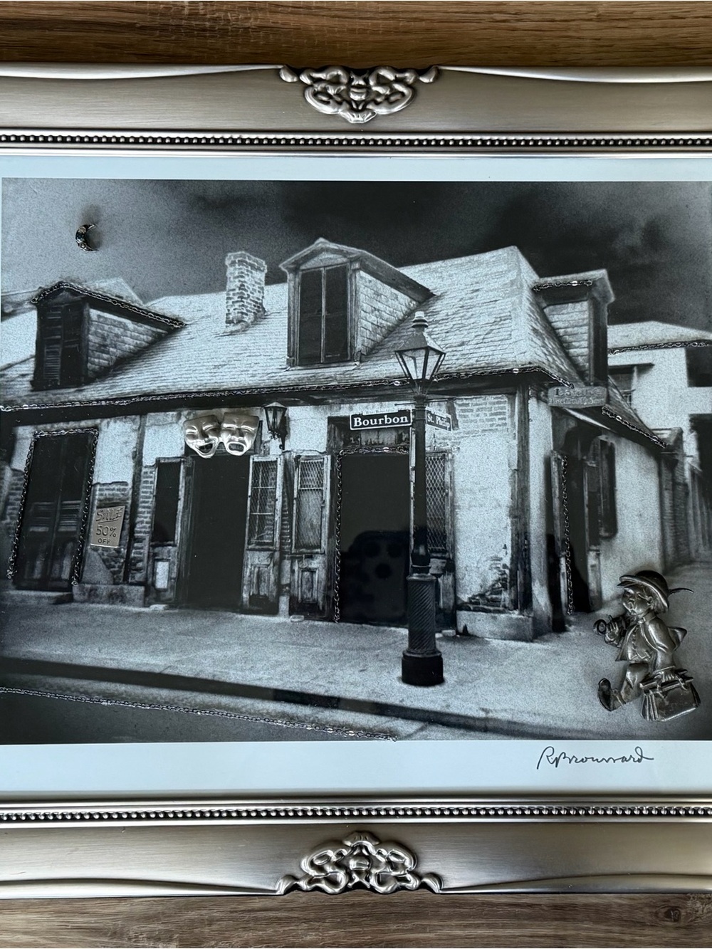 “Midnight on Bourbon”  - mixed media art by Cherie (14x11” image)
